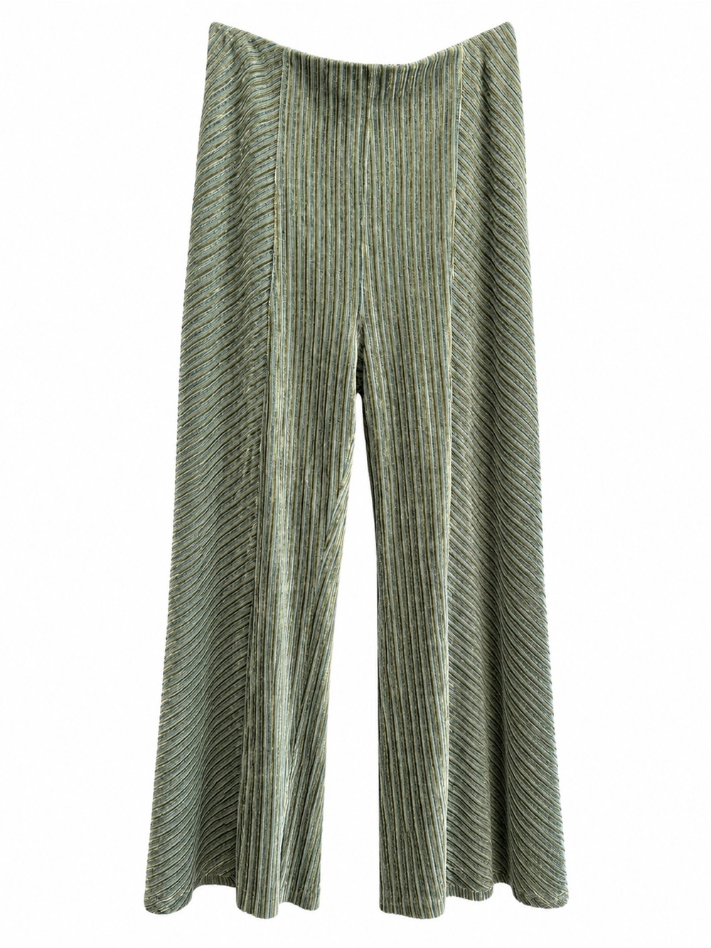 Free People Olive Green Ribbed Wide Leg Pants
